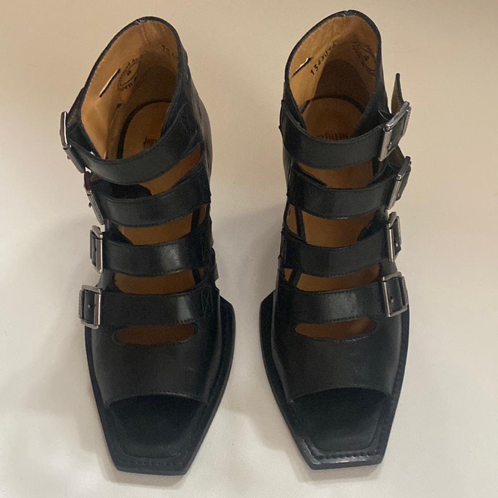EUC John Fluevog swordfish heeled sandals.